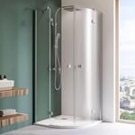 Breuer Espira Runddusche 90x90 4-teilig, Alu silber matt, Klarglas Hell