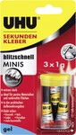 UHU Sekundenkleber blitzschnell Minis 3 x 1 g gel 3 g (3 x 1 g), in der praktischen
