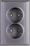 Kopp Schutzkontakt-Steckdose 2-fach MALTA silber-anthrazit, 927615084