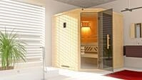 Weka Element-Ecksauna Varberg 3 mit Glast&uuml;r und Fenster
