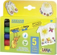 Kreul Javana Stoffmalstifte Sunny medium 5er Set f&uuml;r helle Stoffe texi m&auml;x