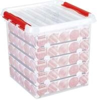 Sunware Weihnachtsbox Q-line 38L mit Einsatz f&uuml;r 125 Kugeln transparent rot