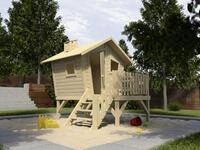 Weka Kinderspielhaus Lotti mit Treppe und Terrasse Fichte naturbelassen