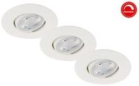 Briloner 3er Set LED Einbauleuchte Nava wei&szlig; &Oslash; 9 cm warmwei&szlig; dimmbar
