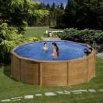 Gre Stahlwandpool Mauritius rund &Oslash; 350 x 132 cm Holzdekor