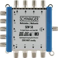 Schwaiger SAT-Multischalter 5-8 SEW58 531 passiv mit 5 Eing&auml;ngen & 8 Ausg&auml;ngen