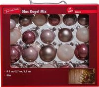 TrendLine Weihnachtskugeln aus Glas &Oslash; 5/ 5,7/ 6,7 cm rosa 42 St&uuml;ck