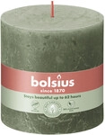 Bolsius Rustik Stumpenkerzen olivengr&uuml;n, H&ouml;he: 10 cm, &Oslash; 10 cm