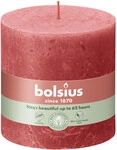 Bolsius Rustik Stumpenkerzen rosa Bl&uuml;te, H&ouml;he: 10 cm, &Oslash; 10 cm