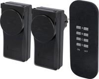 Funkfernschalter-Set Outdoor 2 Steckdosen + 1 Fernbedienung, schwarz