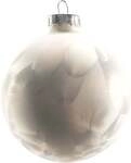 TrendLine Weihnachtskugeln aus Glas &Oslash; 8 cm wei&szlig;-silber 6 St&uuml;ck