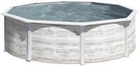 Gre Stahlwandpool Finnlandia rund &Oslash; 460 x 120 cm Holzdekor wei&szlig;