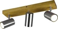 Trio Leuchten 3er Spot Marley GU10, nickel matt, holzfarbig