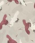 Rasch Vliestapete 560657 Barbara Home III, Kraniche beige-rot, 10,05 x 0,53 m