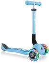 Globber Scooter Junior Foldable Lights pastellblau-Flowers mit Leuchtrollen