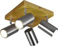 Trio Leuchten 4er Spot Marley GU10, nickel matt, holzfarbig