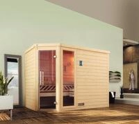 Weka Massivholzsauna Turku 3 mit Glast&uuml;r und Fenster
