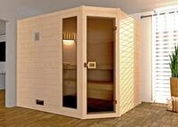 Weka Massivholzsauna Valida Eck 3 mit Glast&uuml;r und Fenster