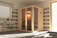 Weka Massivholz Elementsauna Kemi Panorama 1 mit Glast&uuml;r 2 Fenstern BioS...