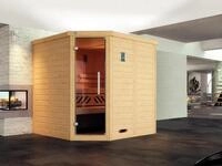 Weka Massivholz-Eck-Sauna Kemi Eck 2 mit Glast&uuml;r