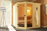 Weka Massivholz-Element-Sauna Laukkala 3 mit Glast&uuml;r und Fenster