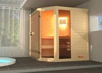 Weka Massivholz-Element-Sauna Laukkala 2 mit Glast&uuml;r und Fenster