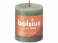 Bolsius Rustik Stumpenkerze olivengrün, Höhe: 8 cm, Ø 6,8 cm GLO660209486