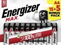 Energizer Max Alkaline Batterie Mignon AA 1,5 V, 15 + 5er Pack