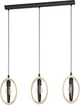 Eglo 3er Pendelleuchte Basildon schwarz-braun 78 x 16 cm E27, max. 60 W