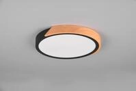 Trio LED-Deckenleuchte Jano &Oslash; 31,5 cm warmwei&szlig; schwarz matt/naturholz dimmbar