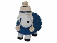 Dekofigur Schaf mit Bommelmütze blau 19,5 x 10,5 x 18 cm