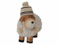 Dekofigur Schaf mit Bommelmütze weiß 19,5 x 10,5 x 18 cm