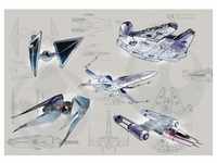 Komar Vlies Fototapete Star Wars Blaupausen Starfighter 400 x 280 cm