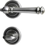 S&uuml;dmetall WC-T&uuml;rgriff-Garnitur Rosette Mount Blanc Messing satiniert grau &Oslash; 55 mm