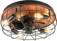 Trio Deckenleuchte Trondheim mit Ventilator &Oslash; 50 x 21,5 cm braun/schwarz matt