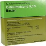 Baxter Deutschland GmbH Calciumchlorid L&ouml;sung 5,5% Ampullen 10X20 ml 01350185_DBA