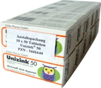 K&ouml;hler Pharma GmbH Unizink 50 magensaftresistente Tabletten 10X50 St 03441644_DBA