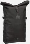 Sandqvist - Icon BP M Black/Black Leather - Rolltop Rucksack , 15 l
