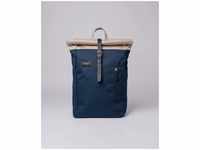 Sandqvist SQA2281, Sandqvist Dante Backpack in Navy/Cognac Brown Leather (18 Liter),