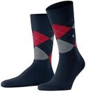 Burlington Tagessocke Crew King SO (Argyle-Muster) #23 marineblau/rot Herren - 1 Paar