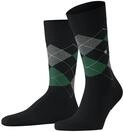 Burlington Tagessocke Crew King SO (Argyle-Muster) #23 schwarz/gr&uuml;n Herren - 1 Paar