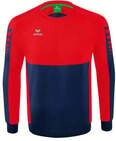 Erima Sport-Langarmshirt Six Wings Sweatshirt (Baumwollmix, funktionell) navyblau/rot