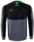Erima Sport-Langarmshirt Six Wings Sweatshirt (Baumwollmix, funktionell) grau/schwarz