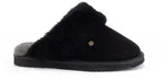 Warmbat Hausschuhe Pantoffel Flurry Suede mit Merino Schaffell schwarz Damen