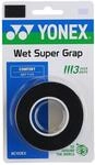Yonex Overgrip Wet Super Grap 0.6mm (Komfort/glatt/leicht haftend) schwarz 3er