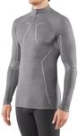 Falke Langarmshirt Wool Tech Half-Zip (Merinowolle) Unterw&auml;sche grau Herren