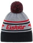 Eisb&auml;r M&uuml;tze (Pompon) Chani - Merinomix - schwarz/grau/rot - 1 St&uuml;ck
