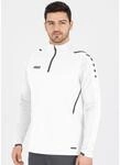 JAKO Langarmshirt Ziptop Challenge - Fleece-Innenseite, Zip-Reissverschluss - weiss