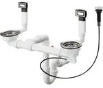 hansgrohe Ab-/&Uuml;berlaufgarnitur 43932800 Edelstahl, automatisch, f&uuml;r 2 Becken