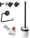 Emco WC-Set 439813300 schwarz, Papierhalter, B&uuml;rstengarnitur, Haken und...